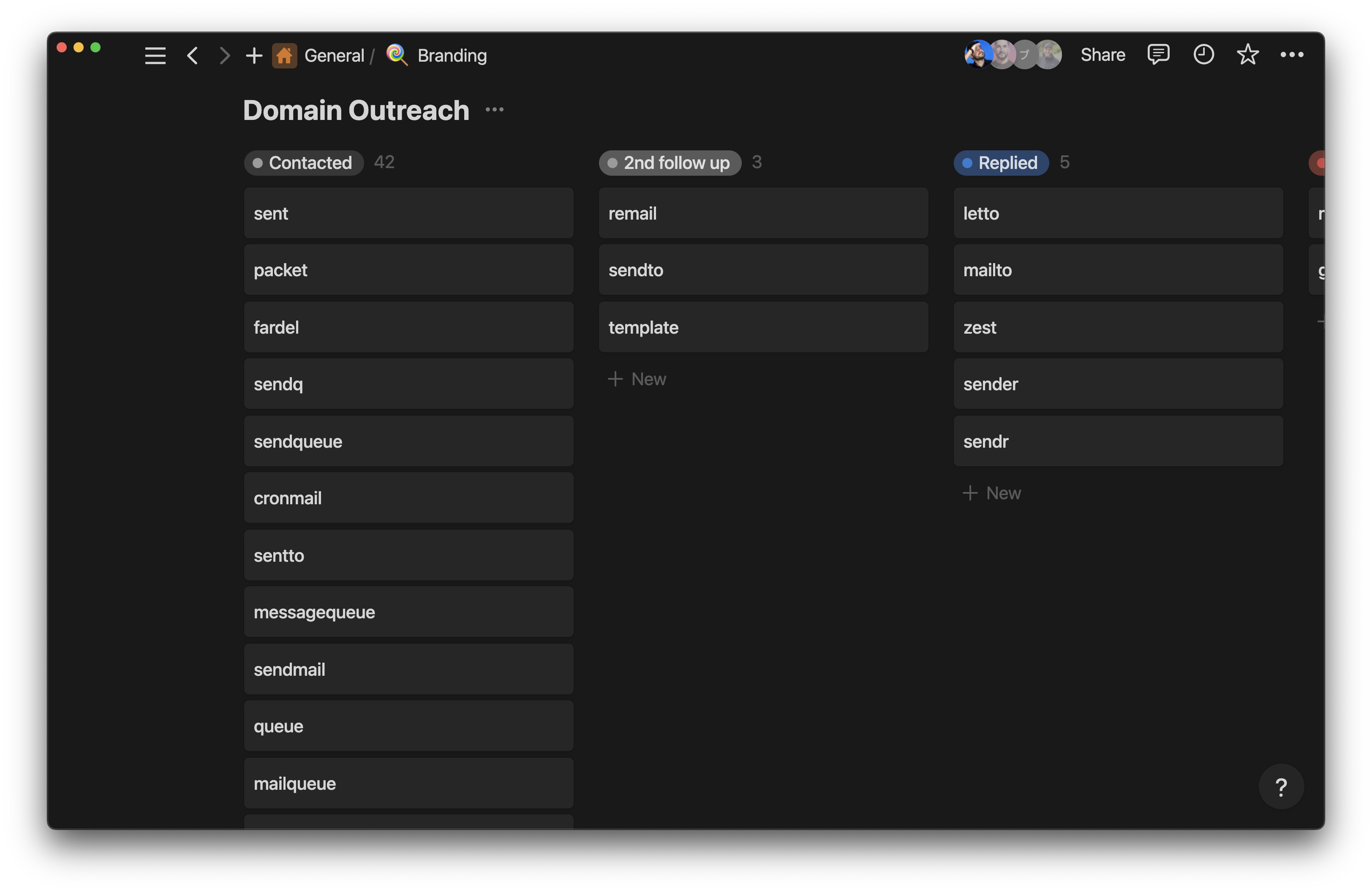 Outreach database to keep track of who responded or not